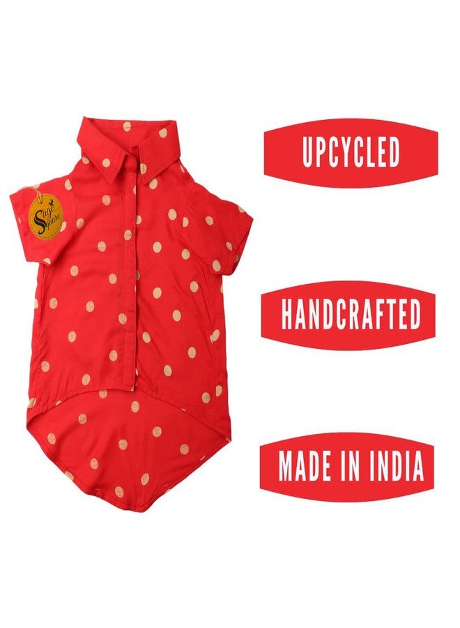 سايج سكوير قميص كلاب مطبوع عليه رسومات مربعة جريئة، قميص كلاب عصري، فائق النعومة وخفيف الوزن، ملابس كلاب مريحة وجيدة التهوية، زي عصري (مقاس كبير جدًا - 28 بوصة) (أحمر منقط) - Image 3